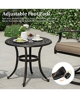 Gymax Cast Aluminum Patio Table 24''Outdoor Round Side Table Anti-Rust Coffee Bistro Table