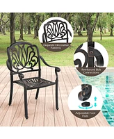 Gymax Pieces Cast Aluminum Chairs Set of 2 Stackable Patio Dining Chairs w/ Armrests