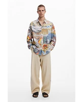 Desigual Men's Ethnic collage print shirt