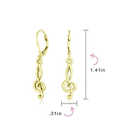 Bling Jewelry Music Teacher Student Treble Clef Musical Note Lever back Drop Earrings Yellow 14K Gold Plated .925 Sterling Silver