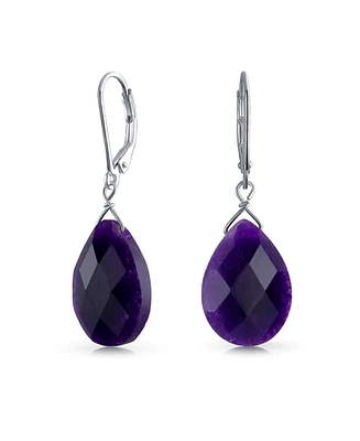 Bling Jewelry Classic Briolette Lapis Lazuli & Amethyst Teardrop Dangle Earrings in Sterling Silver