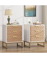 Tribesigns Nightstand Set of 2, Modern 3 Drawers Bedside Table with Unique Zig Zag Design