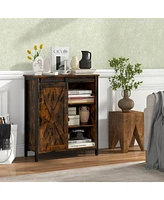 Farmhouse Sideboard Buffet Cabinet with Sliding Barn Door and Adjustable Shelves Stylish Storage for Dining Room or Kitchen