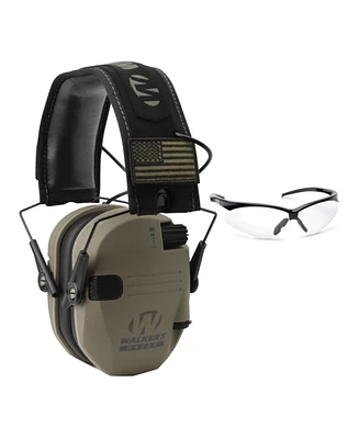 Walker s Razor Slim Electronic Muff (Fde Patriot Version) with Glasses (Clear)