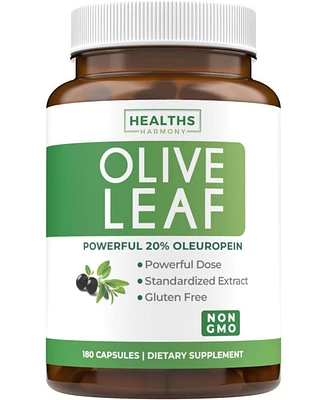 Olive Leaf Extract Capsules, Cardiovascular and Immune Health, Health's Harmony, 180ct