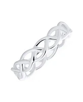 Bling Jewelry Silver Ring Open Braided Band Wheat Weave Woven Wire Rope Cable Eternity Sterling