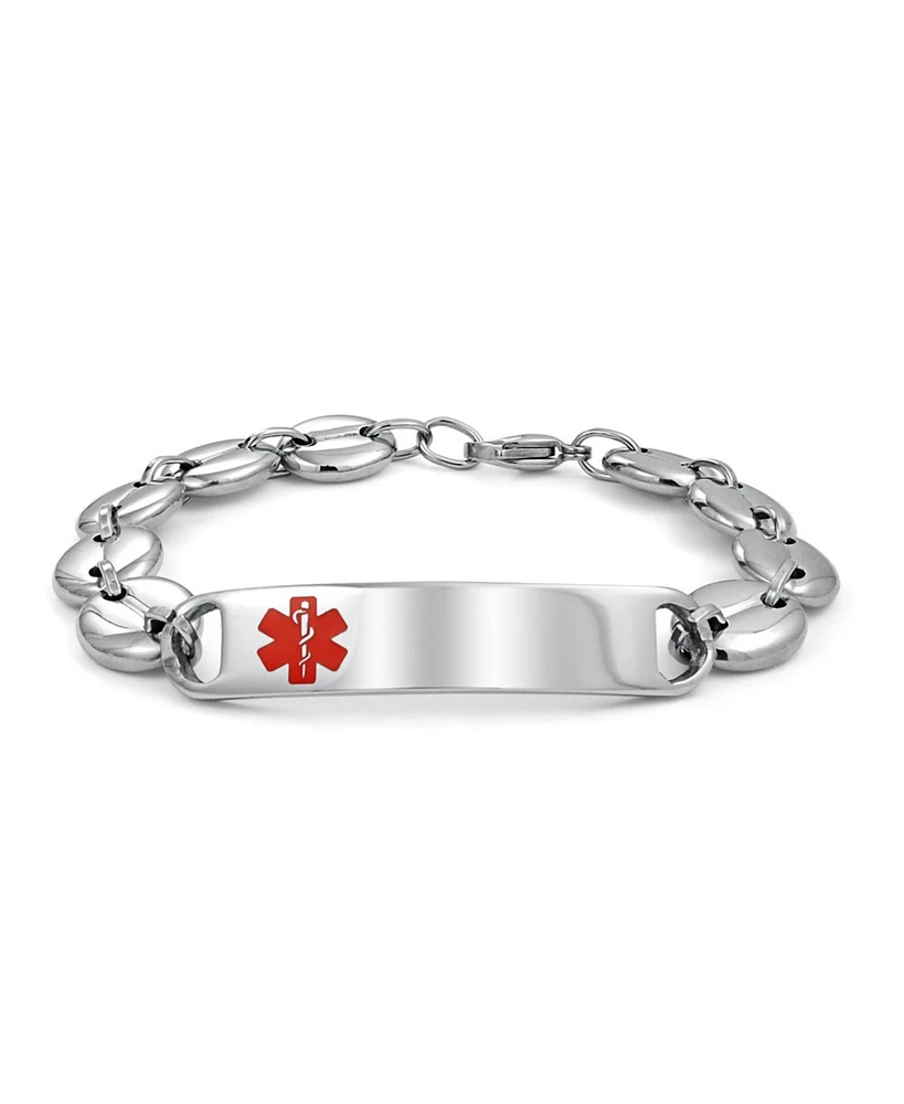 Bling Jewelry Medical Id Bracelet for Men - Marina Anchor Mariner Silver Tone Stainless Steel