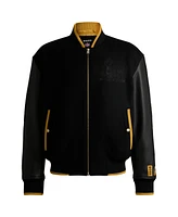 Hugo Boss x Nfl Leather Sleeve Wool-Blend Jacket