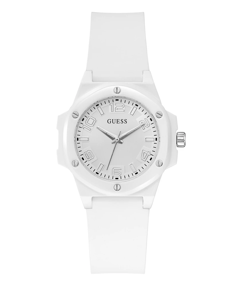 Guess Women's Analog White Silicone Watch, 34mm