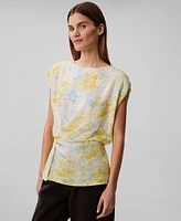 Calvin Klein Women's Printed Chiffon Twist-Front Top