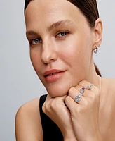 Pandora Sterling Silver Sparkling Hearts Open Hoop Earrings
