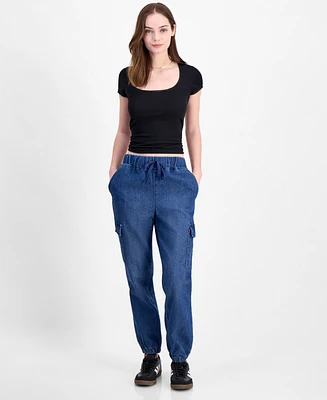 Tinseltown Juniors' High Rise Sporty Utility Jogger Pants