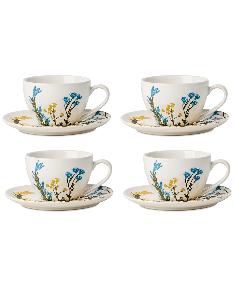 Lenox Wildflowers Tea Cup & Saucer, Set of 4