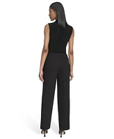 Halston Women's Button-Detailed Mid-Rise Ankle Pants