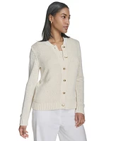 Halston Women's Mixed-Media Button-Front Cardigan