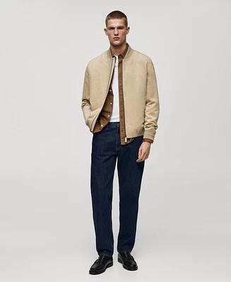 Mango Men's Faux-Suede Bomber Jacket