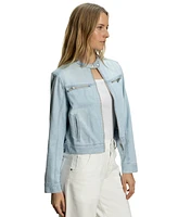 Sanctuary Women's Soft-Denim Zip-Front Moto Jacket