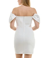 City Studios Juniors' Off-The-Shoulder Bow-Sleeve Dress