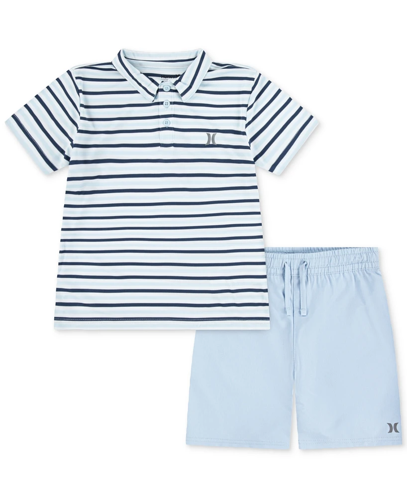Hurley Little Boys H2O-dri Stripe Polo & Shorts Set