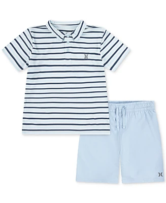 Hurley Little Boys H2O-dri Stripe Polo & Shorts Set