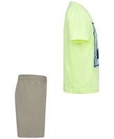 Hurley Little Boys Vortex Check Graphic T-Shirt & Shorts, 2 Piece Set