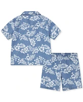 Hurley Toddler Boys Chambray Printed Camp Shirt & Shorts Set