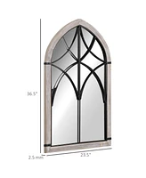 Homcom 36.5" x 23.5" Farmhouse Wall Mirror, Arch Window Mirror for Wall