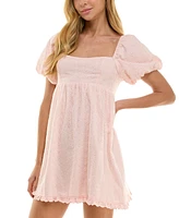 City Studios Juniors' Cotton Eyelet Babydoll Dress