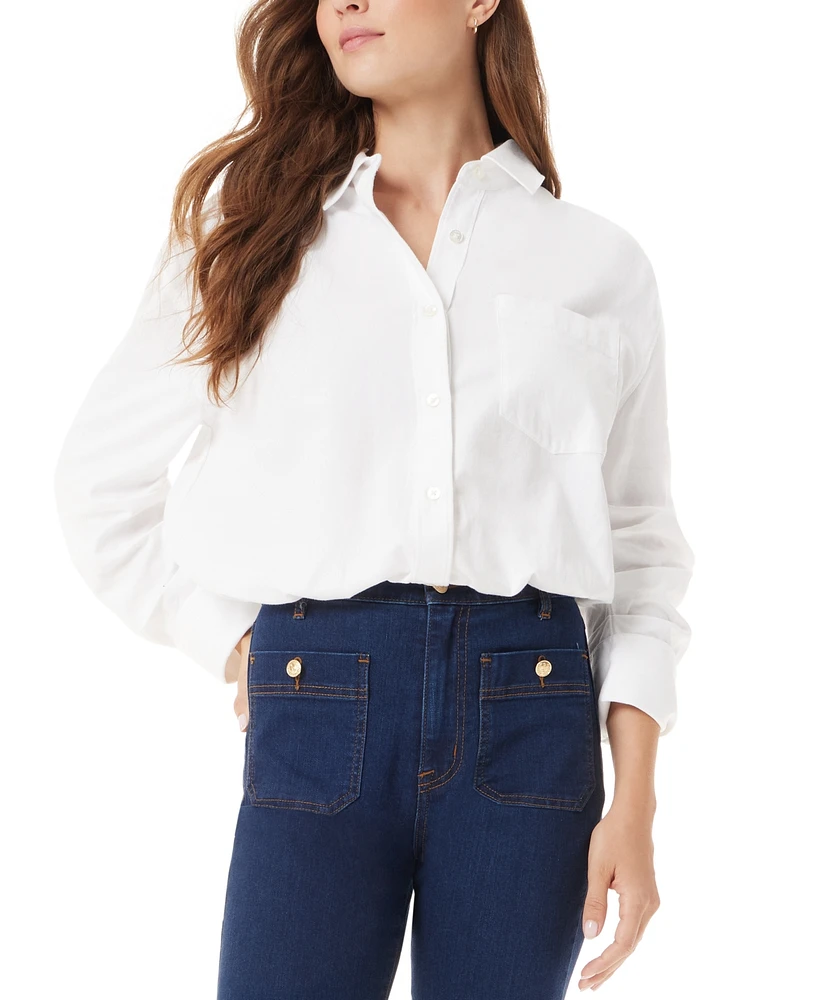 Sam Edelman Women's Dith Cotton Elastic Button-Down Shirt