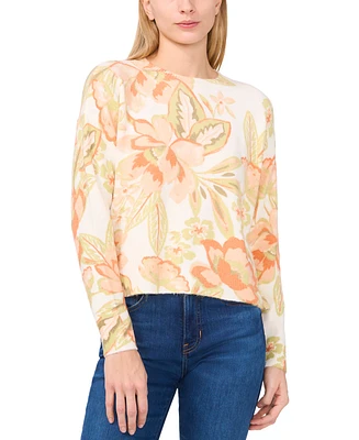 CeCe Women's Floral Crewneck Sweater