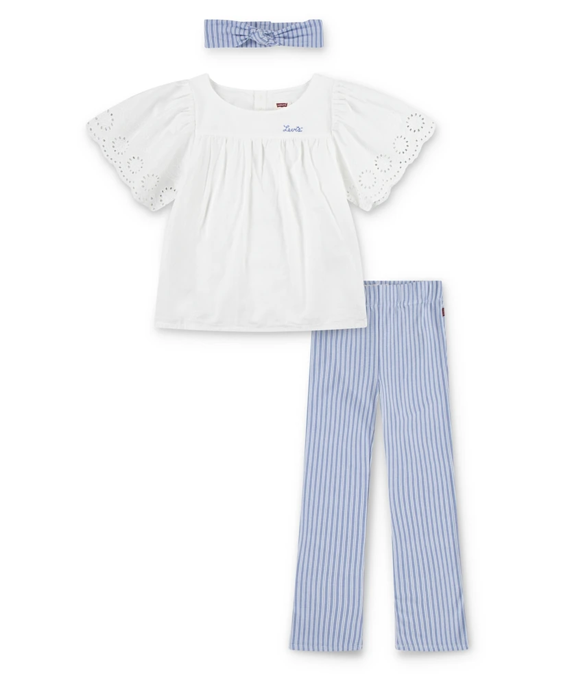 Levi's Little Girls 3-Piece Flatter Top Flared Legging and Headband Set