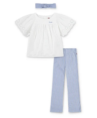 Levi's Little Girls 3-Piece Flatter Top Flared Legging and Headband Set