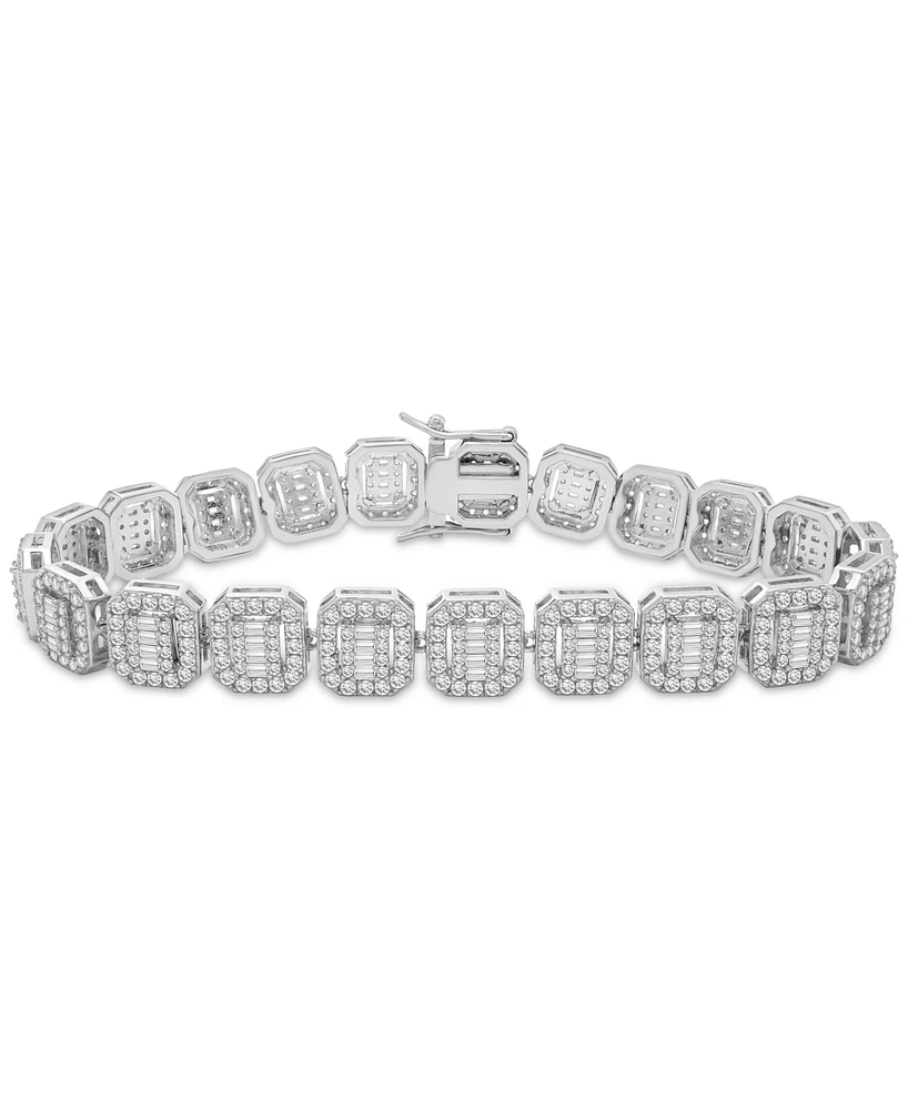 Men's Cubic Zirconia Cushion Bracelet in Sterling Silver