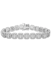 Men's Cubic Zirconia Cushion Bracelet in Sterling Silver