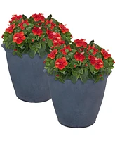 Anjelica 20" Double-Walled Polyresin Outdoor Planter with Uv-Resistant Slate Finish