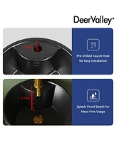 DeerValley 33" Tall Round Vitreous China Pedestal Bathroom Sink With Overflow and Pre-Drilled Hole