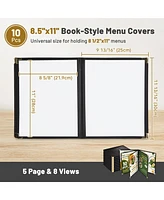 WeChef 10 Pack Restaurant Menu Covers 8.5" x 11" Book Style 8 Views Clear Cafe