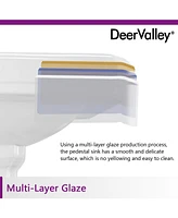 DeerValley 35.5" Tall Rectangular Vitreous China Pedestal Bathroom Sink with Overflow