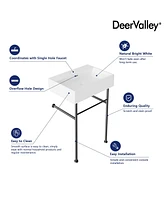 DeerValley Ceramic White Rectangular Single Faucet Hole 24 in Console Bathroom Sink with Overflow