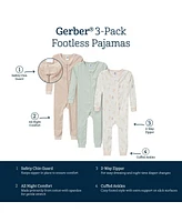 Baby Girls' Snug Fit Footless Pajamas, 3-Pack