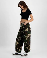 Madden Girl Juniors' High-Rise Parachute Cargo Pants