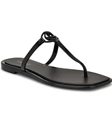 Nine West Women's Dacota T-Strap Square Toe Flat Sandals