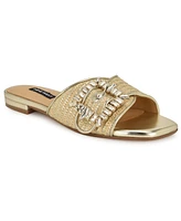 Nine West Women's Laniey Embellished Flat Slide Sandals