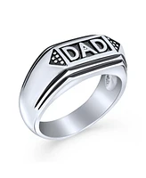 Bling Jewelry Mens Stainless Steel Word Statement Band Signet Dad Ring for Father's Day Gift