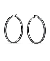 Bling Jewelry Round Channel Set Cz Hoop Earrings Silver Gold Tone Black Stainless Steel 2" Diameter