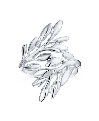 Bling Jewelry Nature-Inspired Ivy Laurel Vine Leaf Bypass Sterling Silver Ring
