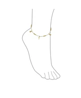 Bling Jewelry Christian Beads Bells Charm Cross Anklet Ankle Bracelet Gold Plated 10 Inch