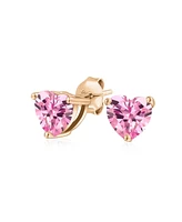 Bling Jewelry 1CT Cubic Zirconia Solitaire Heart Shaped Cz Stud Earrings .925 Sterling Silver 7MM
