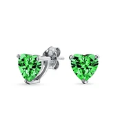 Bling Jewelry 1CT Cubic Zirconia Solitaire Heart Shaped Cz Stud Earrings .925 Sterling Silver 7MM