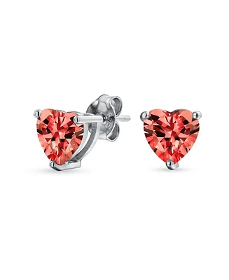 Bling Jewelry 1CT Cubic Zirconia Solitaire Heart Shaped Cz Stud Earrings .925 Sterling Silver 7MM